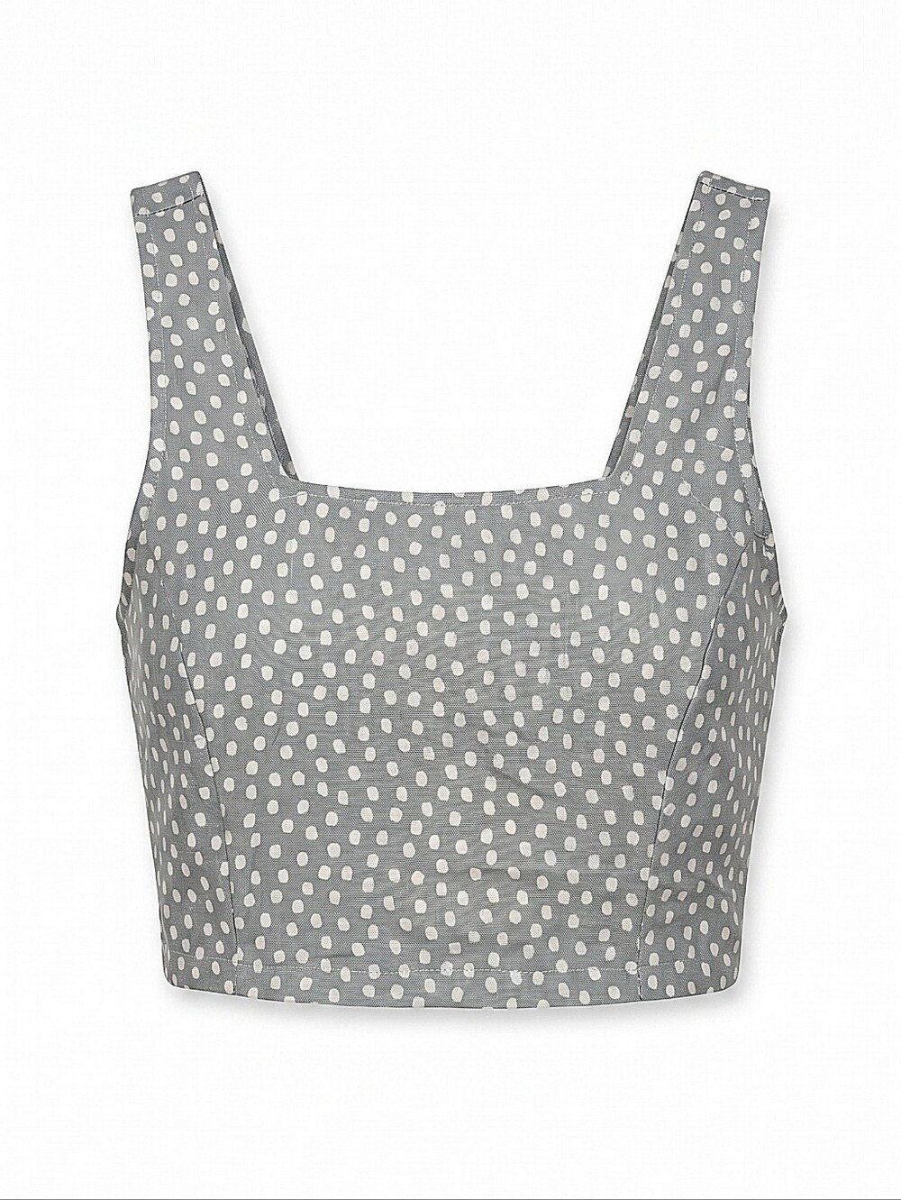 NWT! Thread & Supply Polka Dot Square Neck Crop Top - Gray/White